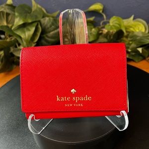 Kate Spade Red Saffiano Leather Card Case